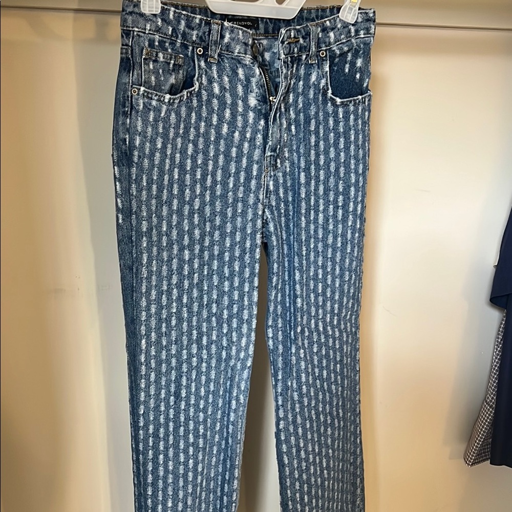 Blue Striped Women's Jeans